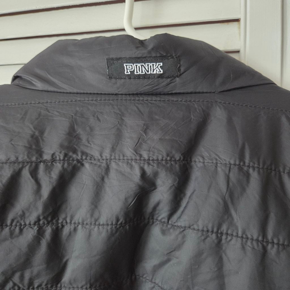 Women's PINK Victoria's Secret Black Puffer Jacket L - Picture 10 of 11